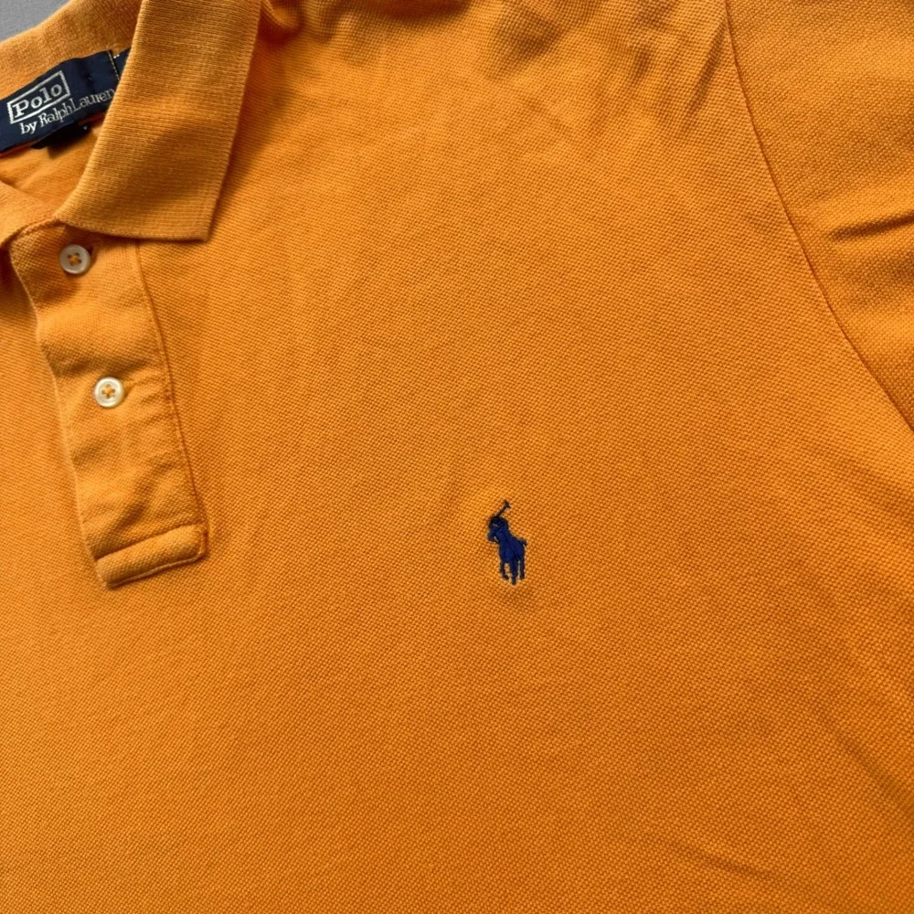 Polo Ralph Lauren Mens Large Orange Cotton Pique Short Sleeve Pony Polo Shirt